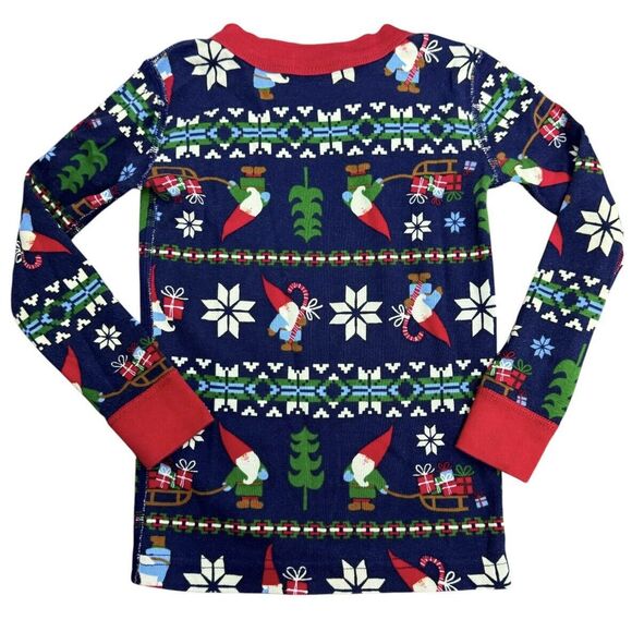 Hanna Andersson Kids Holiday Long John Pajama Set Size US 4 Blue Gnome Sweet - Picture 4 of 9